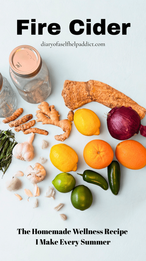 flat lay of fire cider ingredients