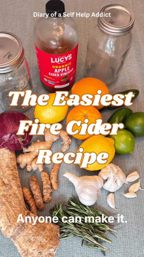 flat lay of the ingredients to a fire cider recipe