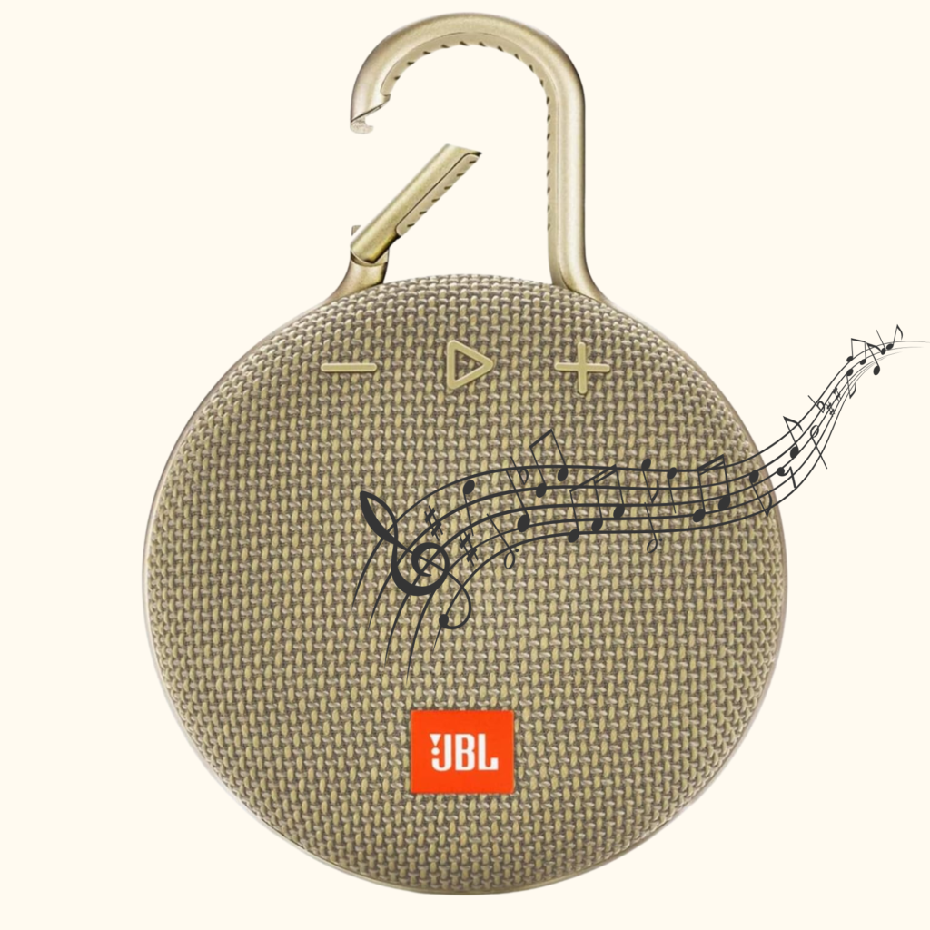 brown colored portable Bluetooth JBL speaker