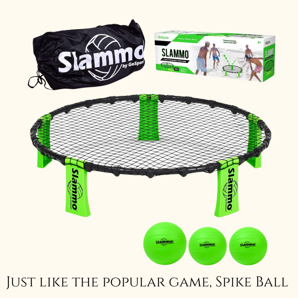 slammo beach game with net and 3 spike balls