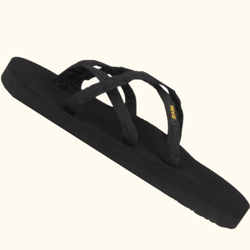 a single black scrappy Teva sandal