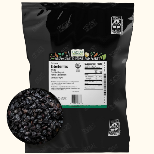 Organic Dried Elderberries 1lb bag 