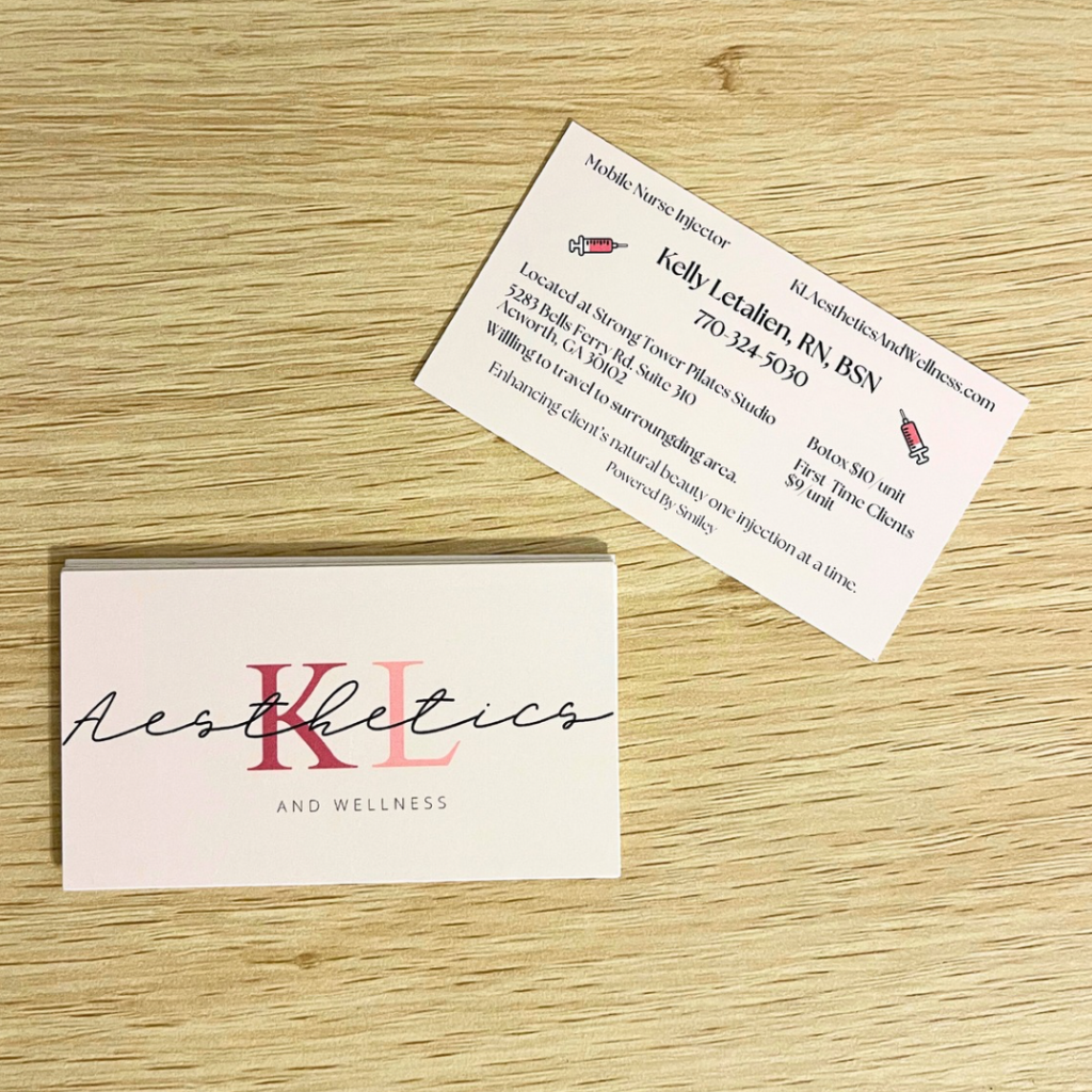 KL Aesthetics and Wellness Business Card Front and Back