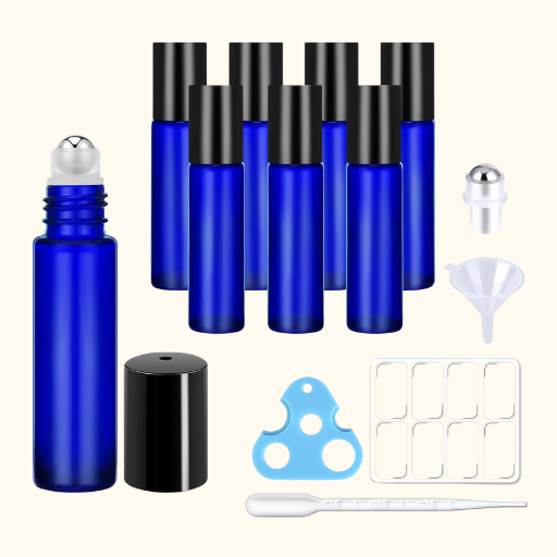 10 ml blue glass roller bottles