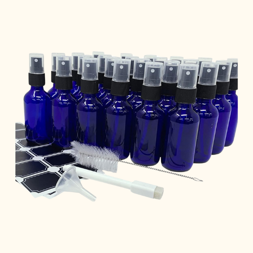 2 oz blue glass spray bottles