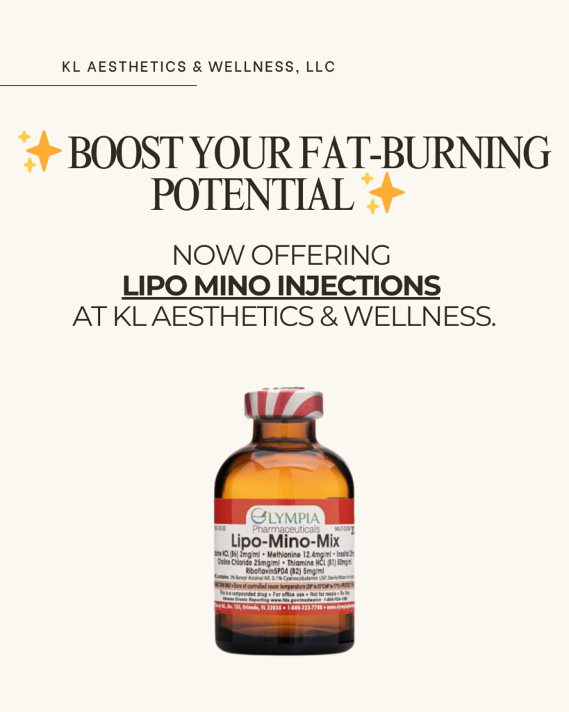 boost your fat burning potential. now offering lipo mino injections at KL Aesthetics and Wellness