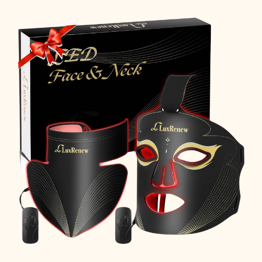 Red light therapy face and neck mask