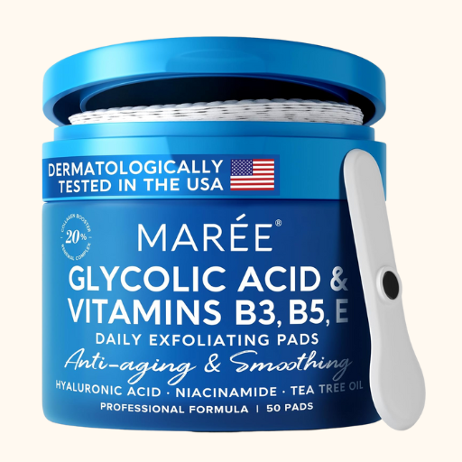 maree' glycolic acid peeling pads with vitamins, niacinamind and tea tree oil 