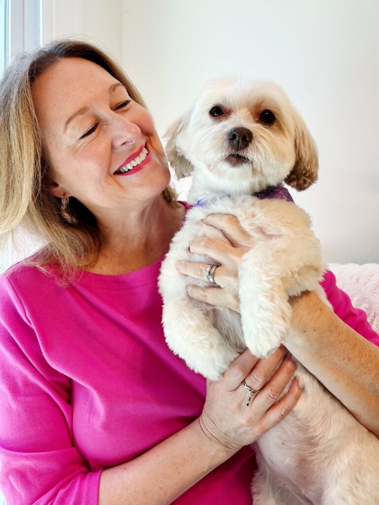 Kelly holding Finley puppy