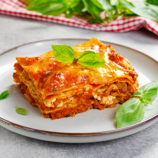 lasagne on a white plate