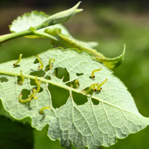 pests eaching leaf in a garden