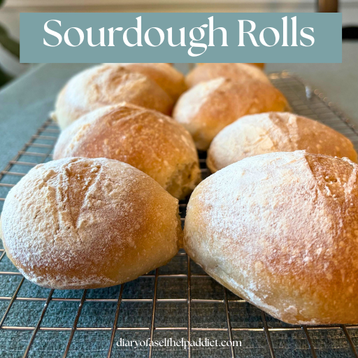 sourdough rolls on a wire rack. 