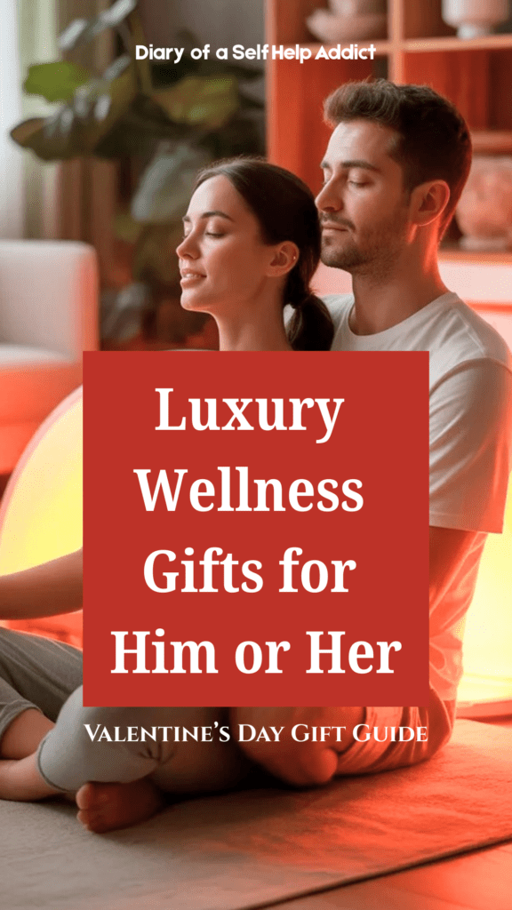 Healthy couple at home wellness routine, relaxing together, sauna or red light therapy glow, cozy neutral home interior, calm and connected mood, longevity lifestyle, soft natural lighting, aspirational Pinterest aesthetic, space for text overlay center