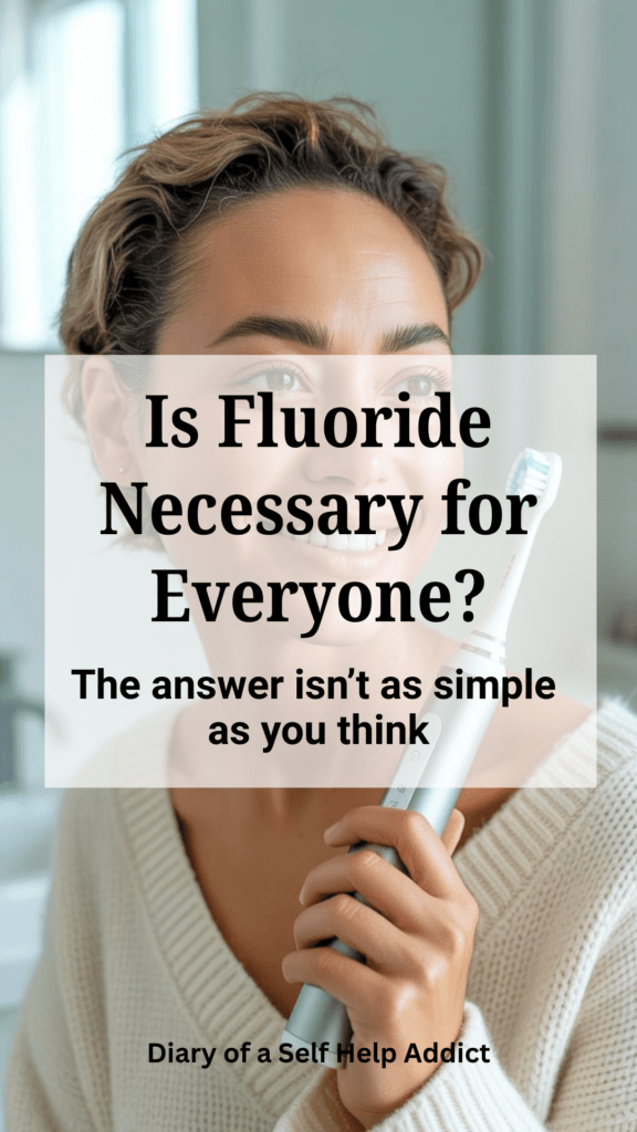 A close-up of a smiling woman holding a toothbrush, with a soft neutral background and a thoughtful, educational mood.