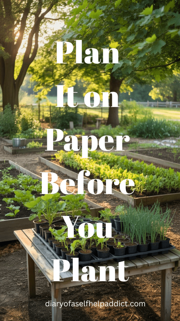 Peaceful Southern garden scene at golden hour, raised beds, soft sunlight, calm atmosphere, slow living aesthetic, no people visible.