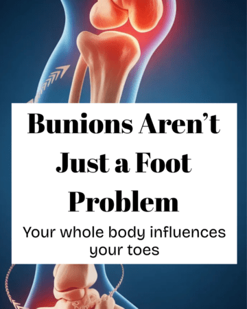 Clean anatomical illustration showing the foot–knee–hip chain with subtle arrows indicating force transfer, modern medical infographic style