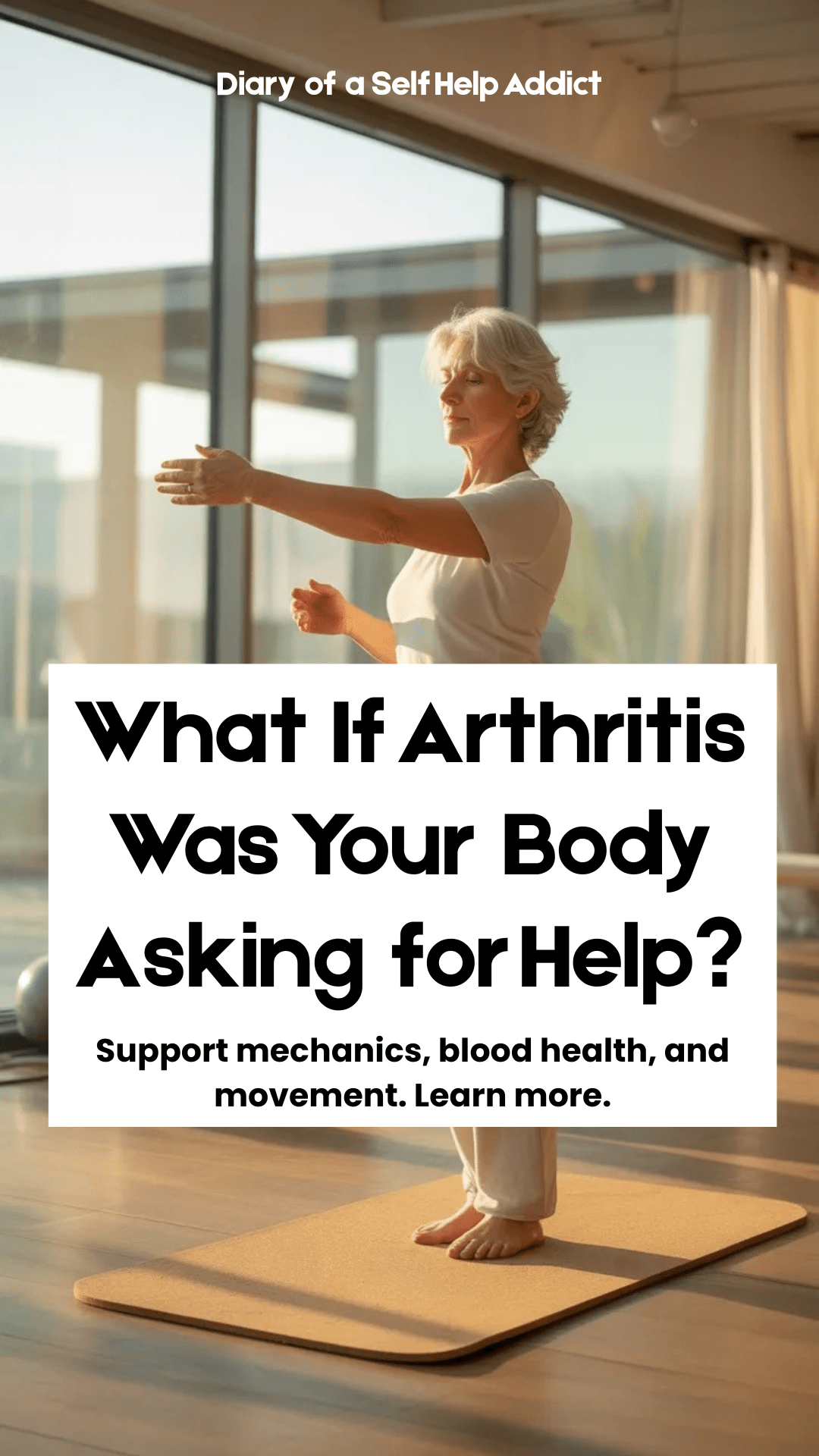 A serene image of a person performing gentle joint circles in a bright, natural Pilates studio, emphasis on ease and control