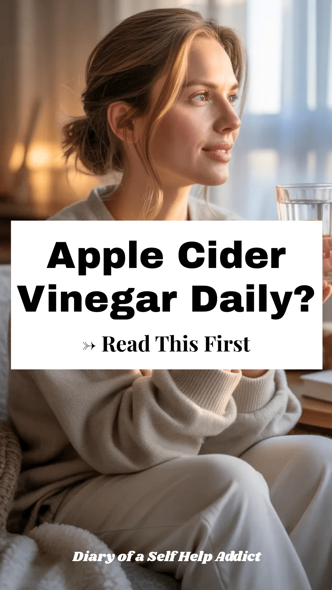 Lifestyle shot: woman holding drink in cozy morning setting