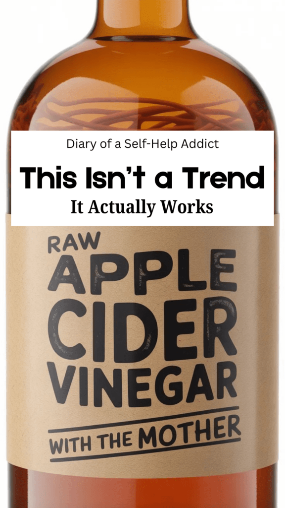 Close-up of raw, unfiltered ACV bottle showing “with the mother”