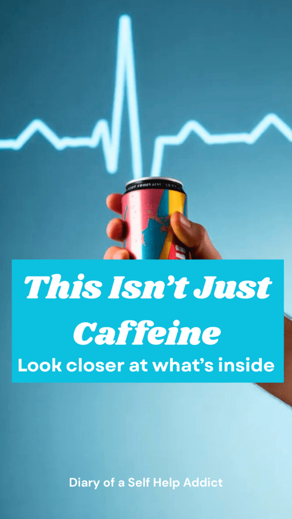 Close-up of a hand about to open a colorful energy drink can, but frozen mid-action. Subtle shadow of a heart or EKG line in the background. Clean, aesthetic—but tense.