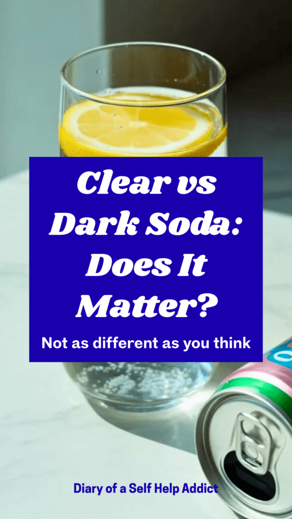 A clean, aesthetic glass of sparkling water with lemon next to a can of soda, symbolizing a healthy swap.