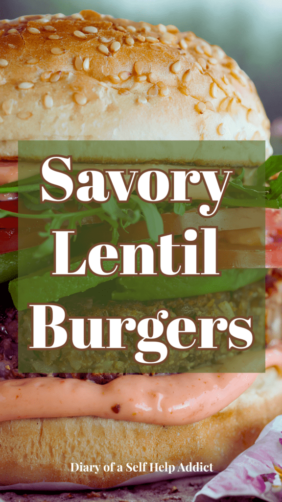 savory lentil burger in a bun with tomato, arugula, avocado and sriracha mayo