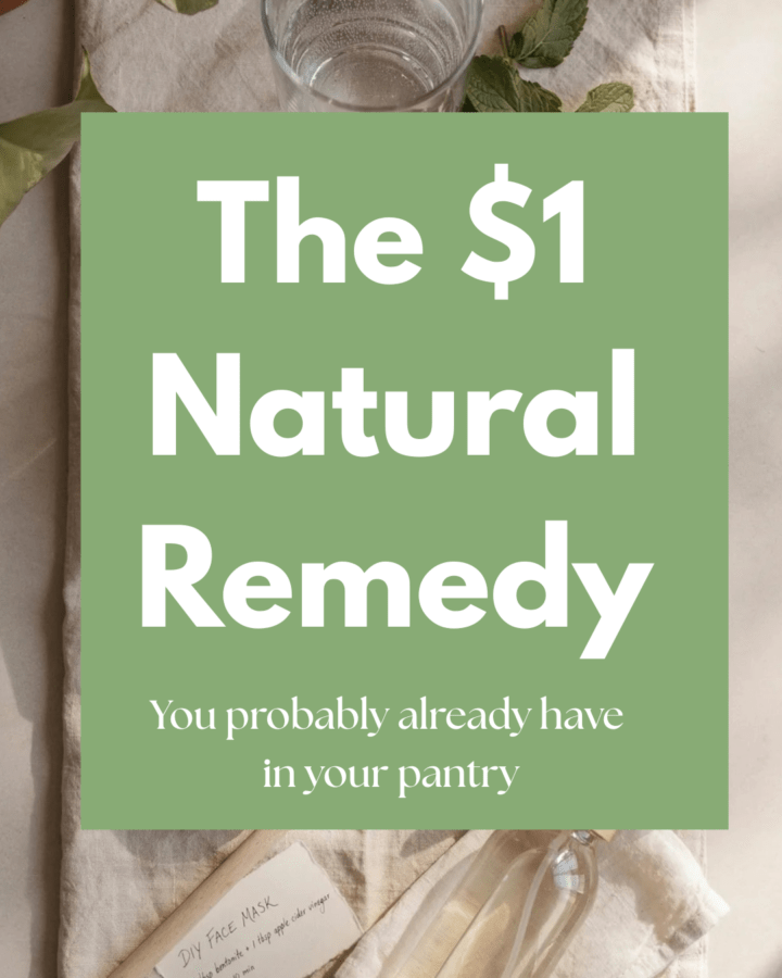 A beautifully styled flat lay featuring baking soda in a glass jar, a wooden spoon, Epsom salts, bentonite clay, fresh mint leaves, a glass of water, and natural cleaning supplies. Cozy wellness blogger vibe with neutral colors and sunlight streaming in.