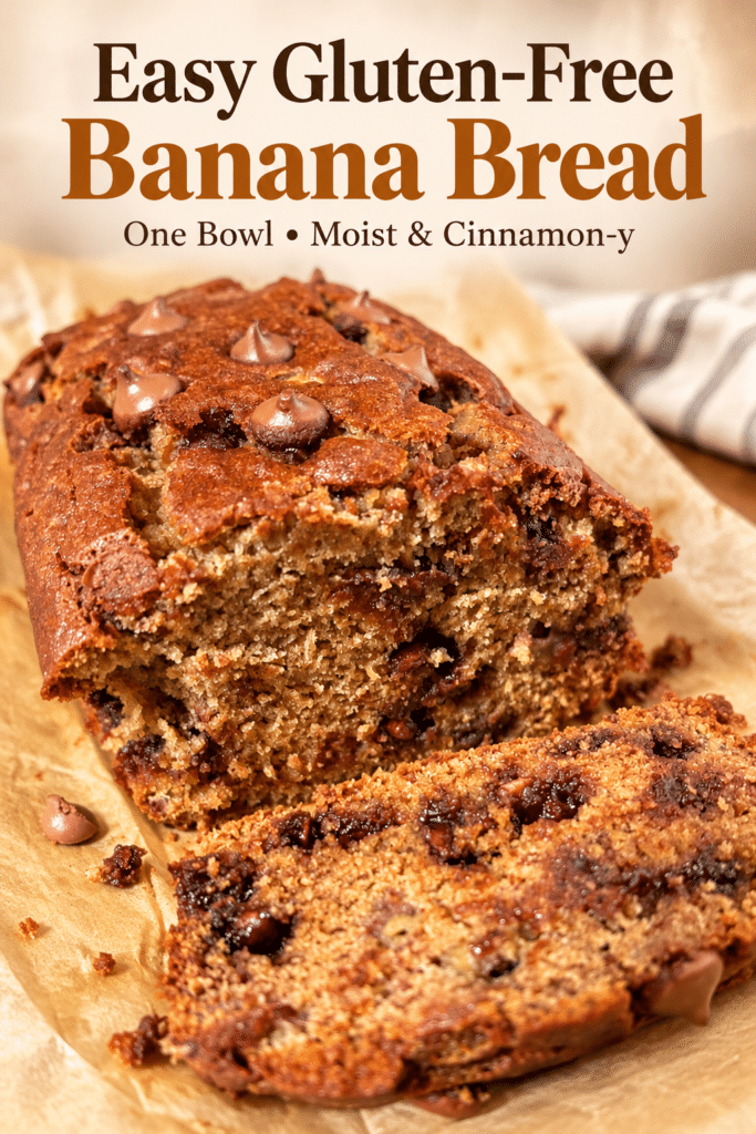 easy one-bowl gluten-free banana bread; moist and cinnamon-y